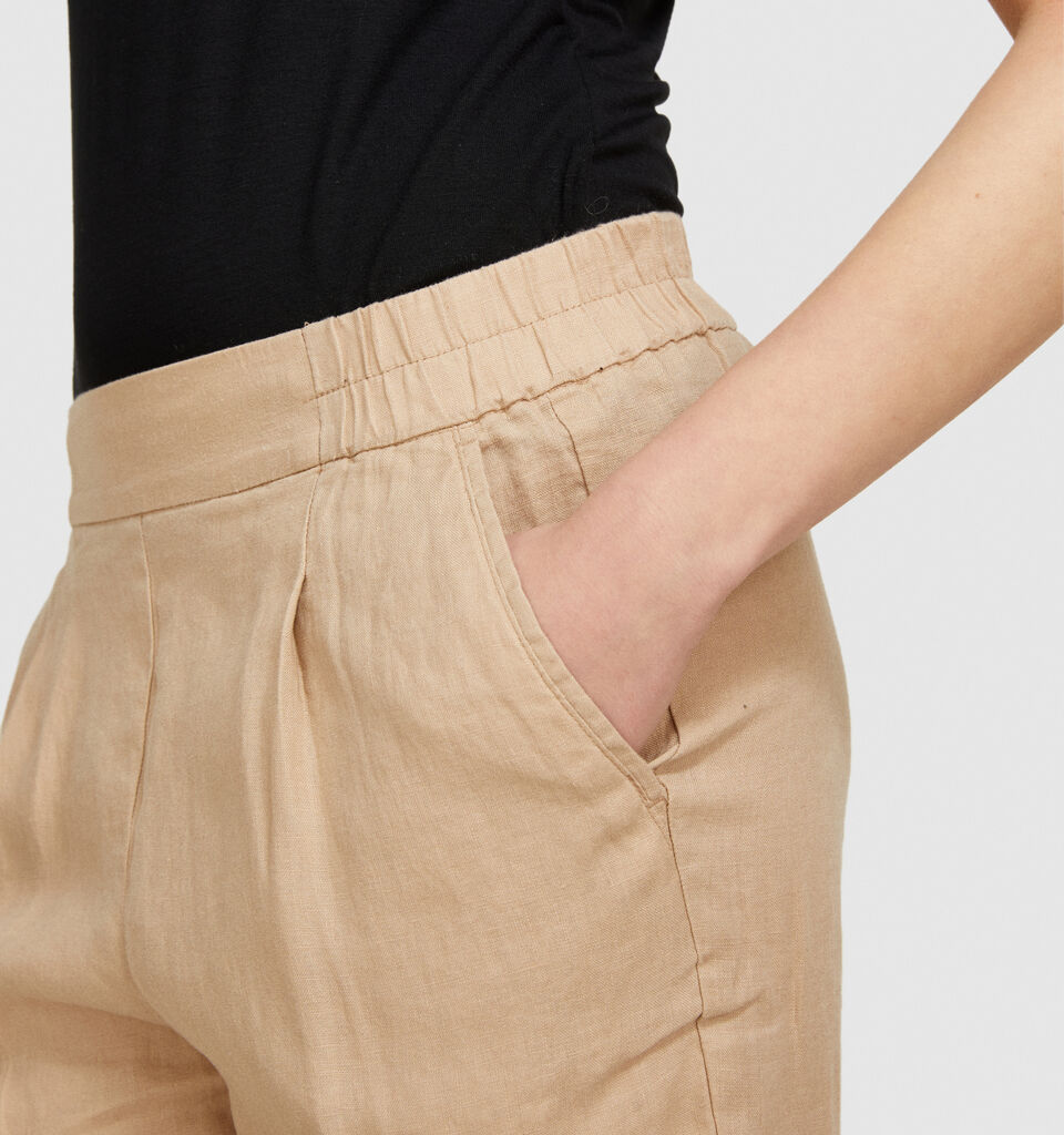100% linen joggers - women's joggers - Beige | Sisley image number 5